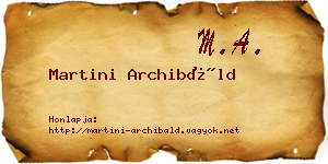 Martini Archibáld névjegykártya
